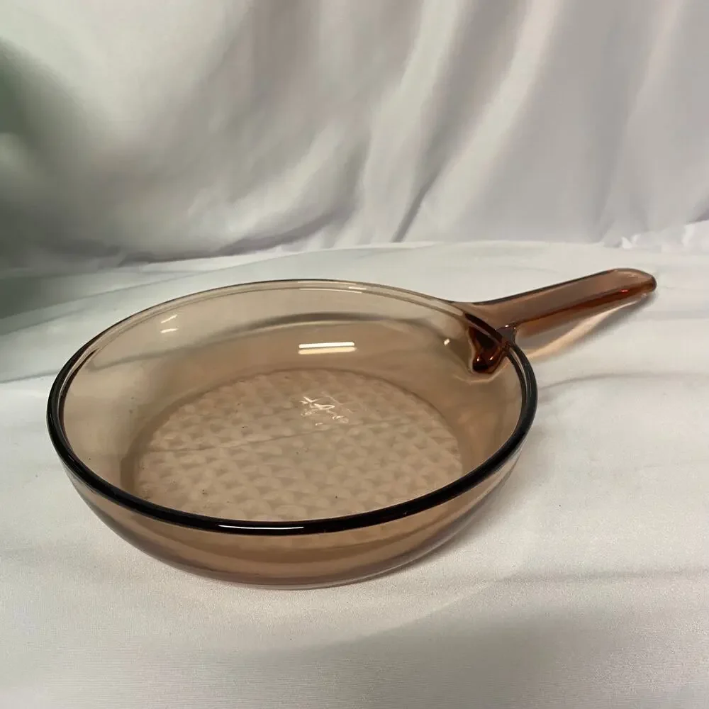 Corning Ware VISION FRANCE Amber 7 Inch Skillet Waffle Bottom Frying Pan